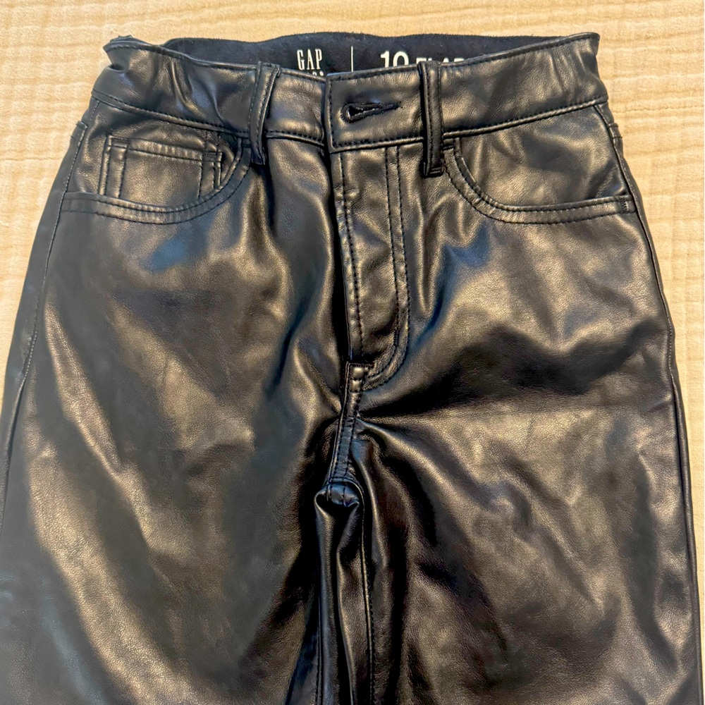 GAP Girls Black Faux Leather pants 10 Slim